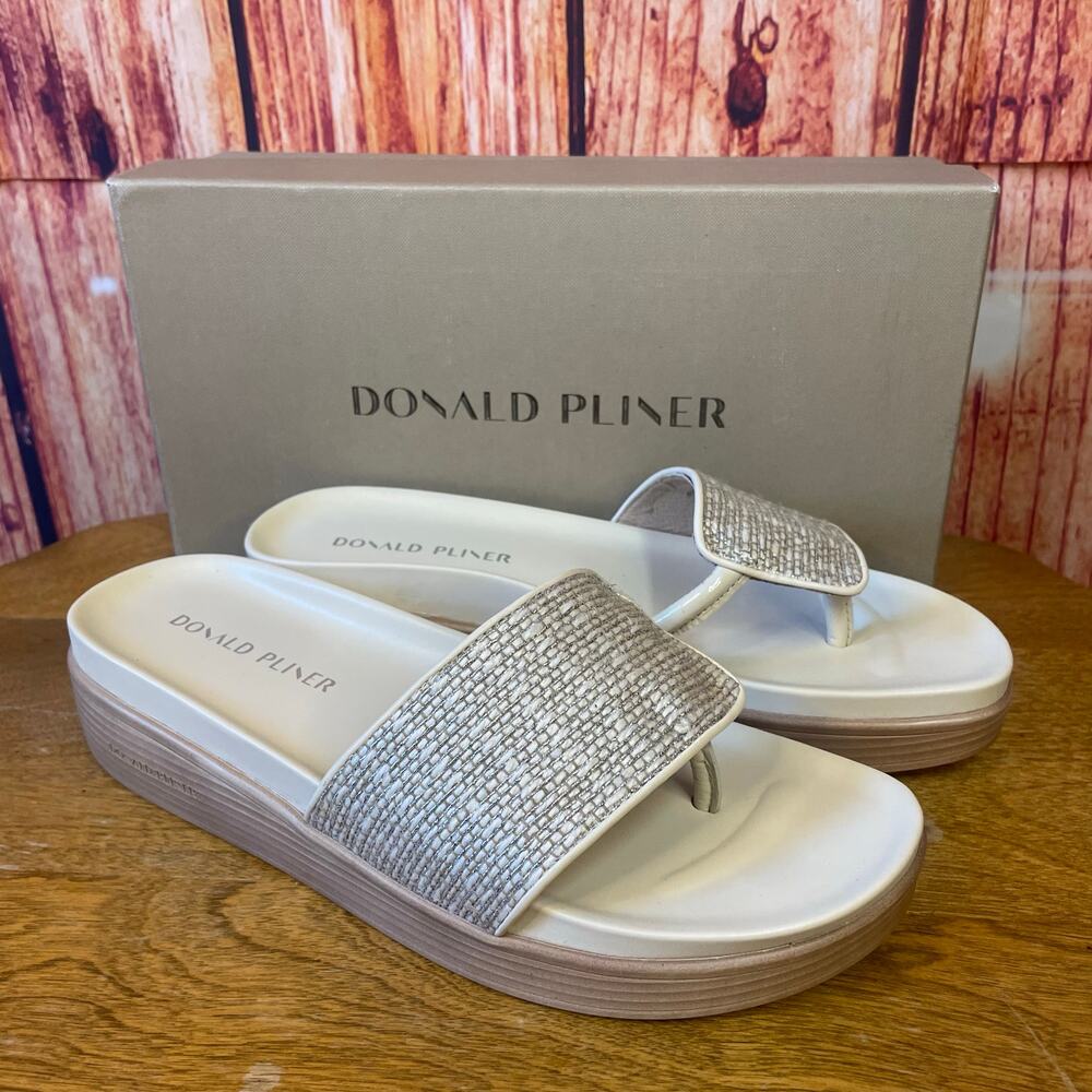 NIB Donald Pliner Fifi Women's Slide Sandal in Silver Jute size 8.5 Nordstrom